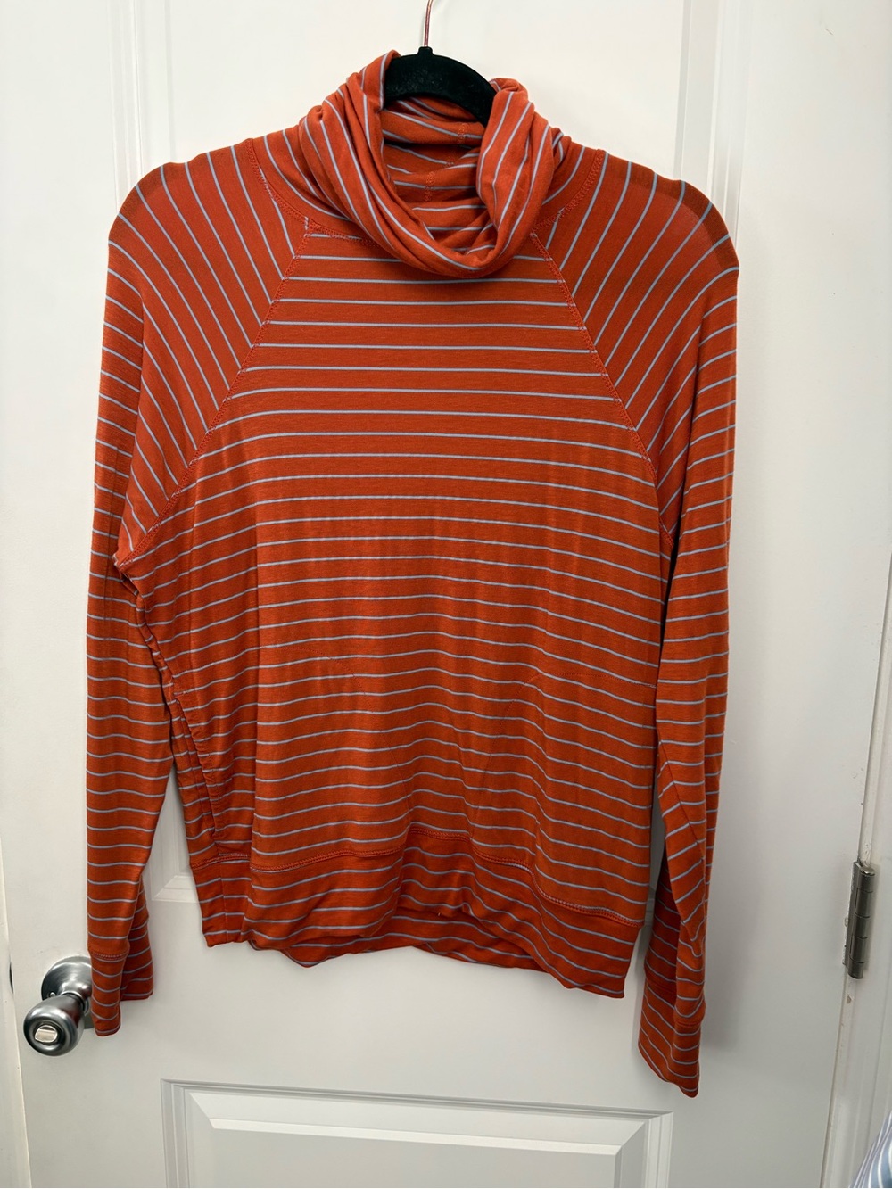 Prana Rust and White Striped Turtleneck Sweater - Men